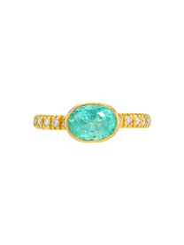 Floating Paraiba on Diamond Pave Band