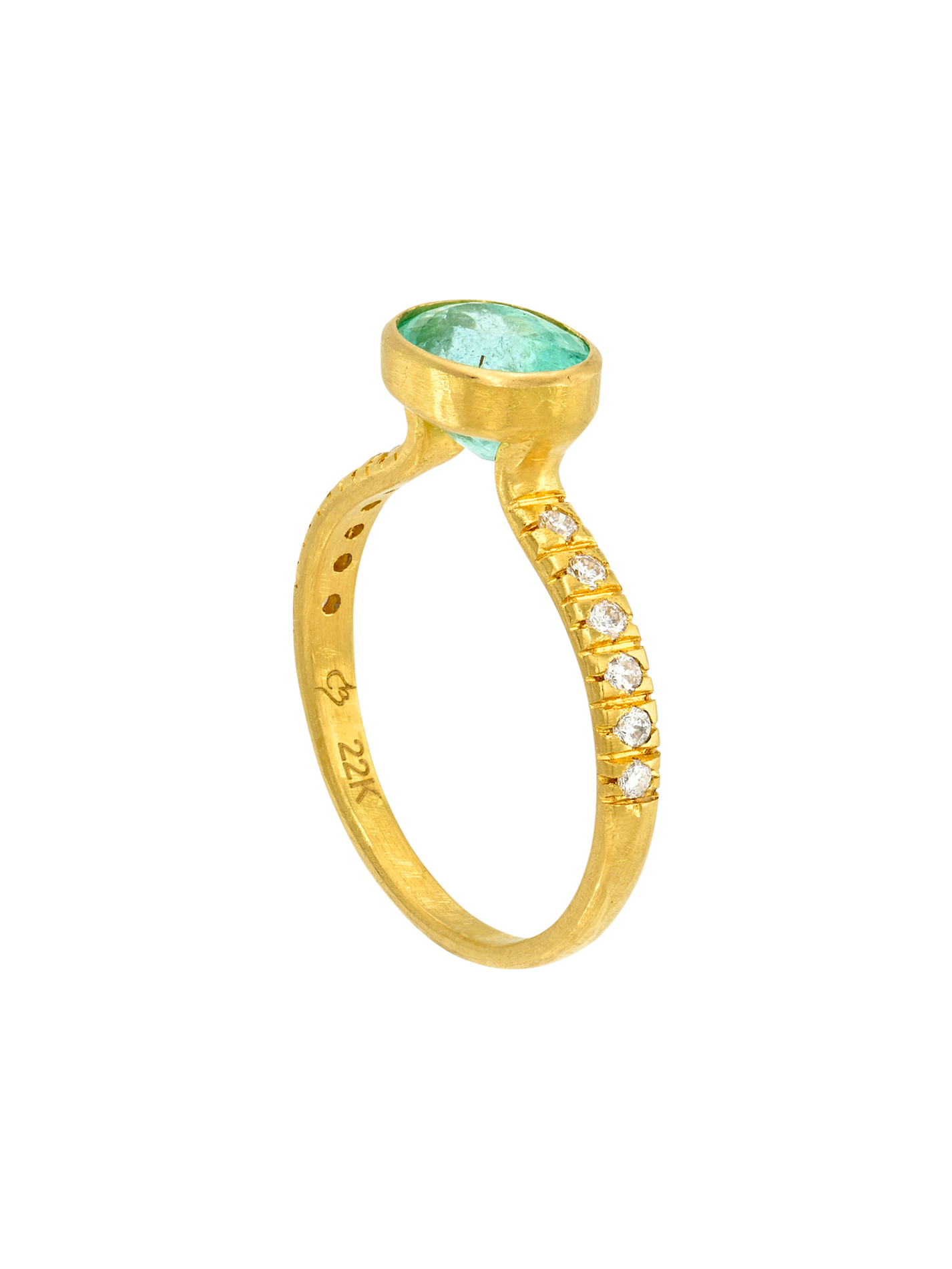 Floating Paraiba on Diamond Pave Band