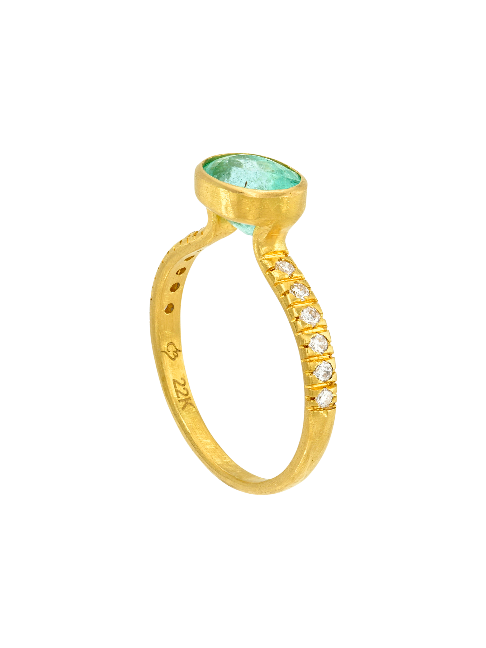Floating Paraiba on Diamond Pave Band