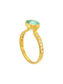 Floating Paraiba on Diamond Pave Band