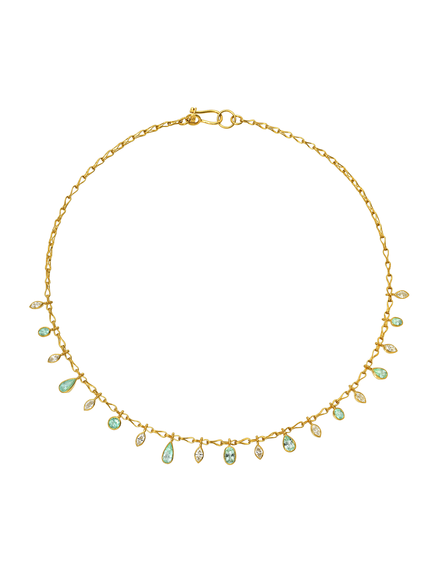 Paraiba and Diamond Fringe Necklace