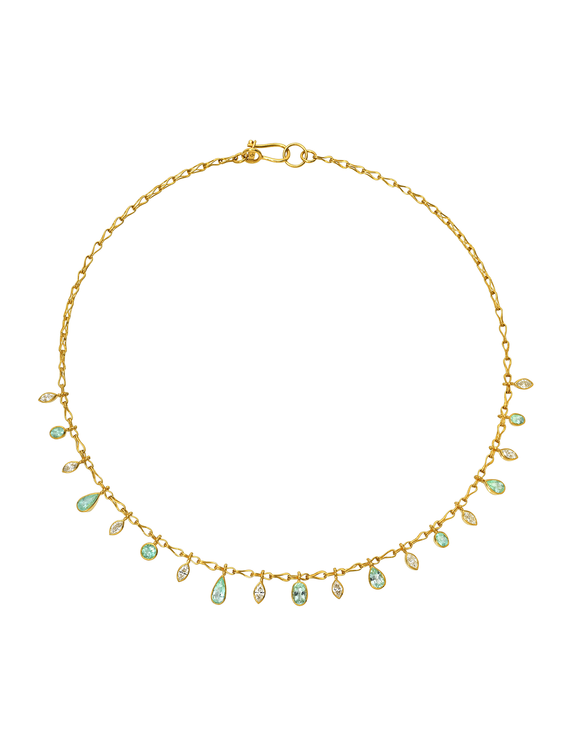 Paraiba and Diamond Fringe Necklace