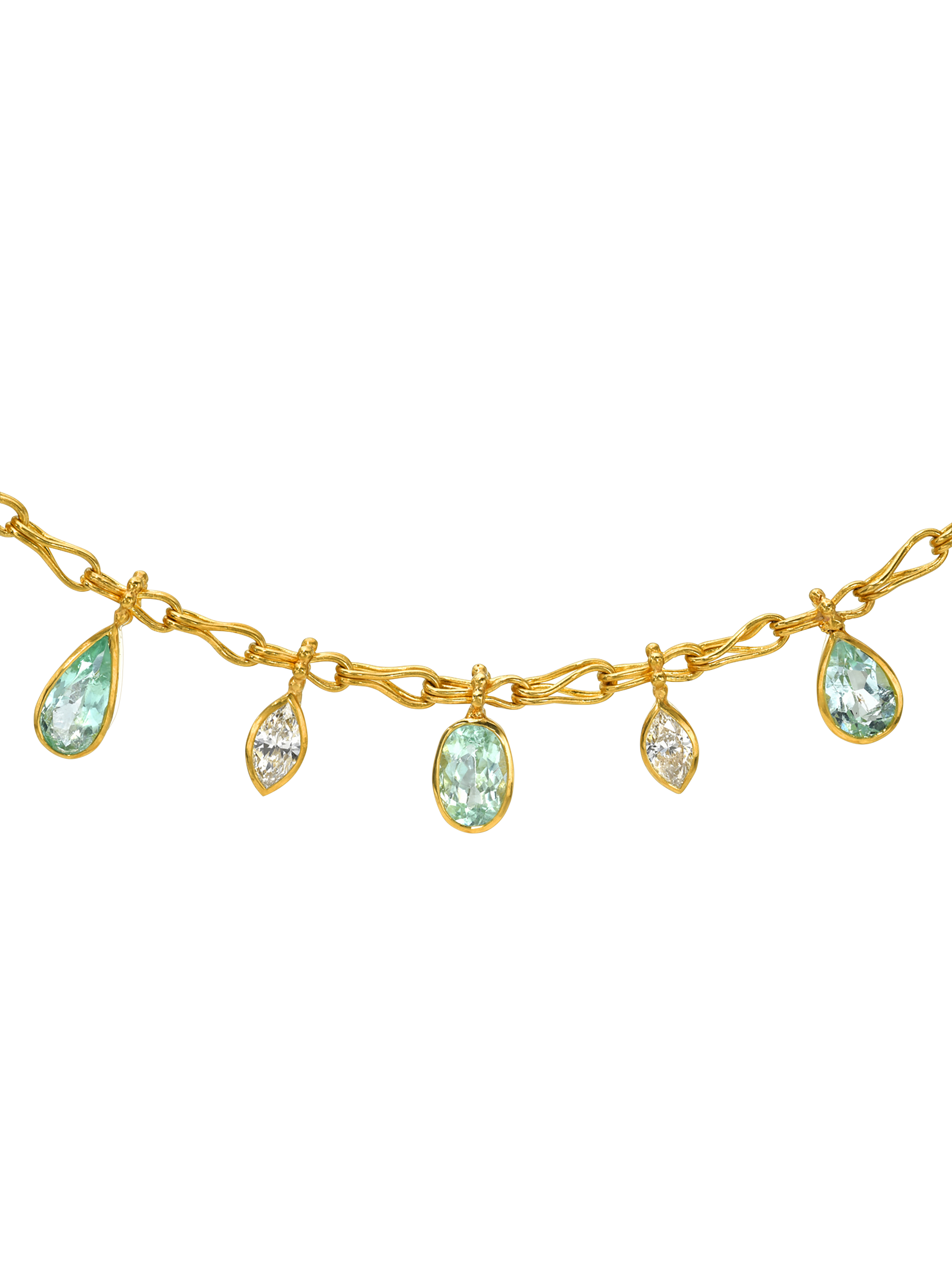 Paraiba and Diamond Fringe Necklace