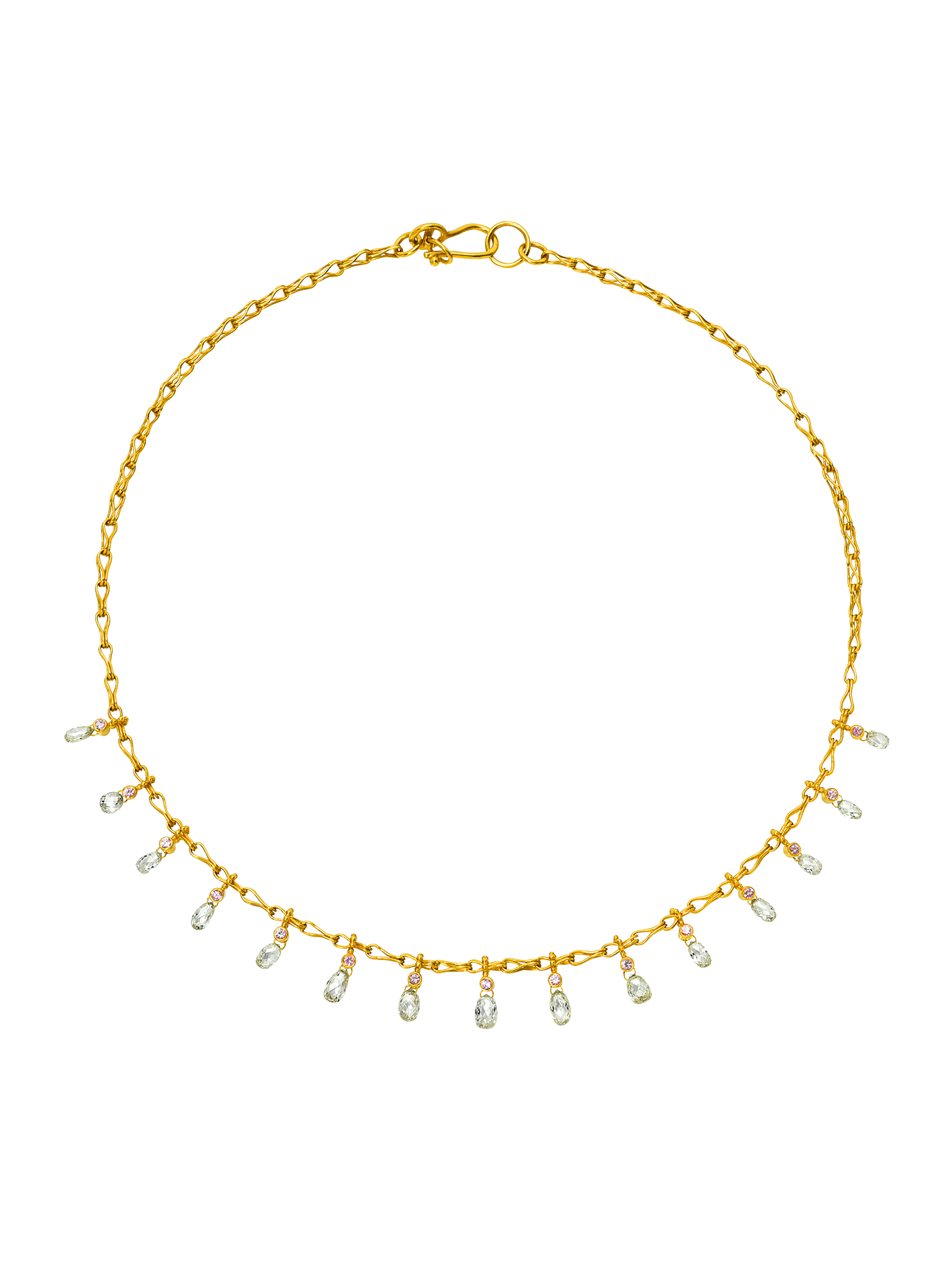 Diamond Briolette and Spinel Necklace