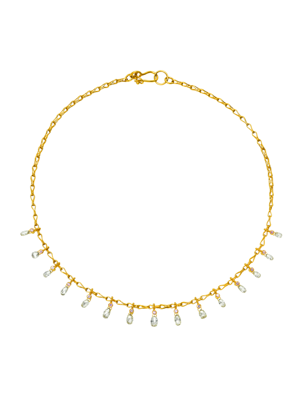 diamond briolette and spinel necklace