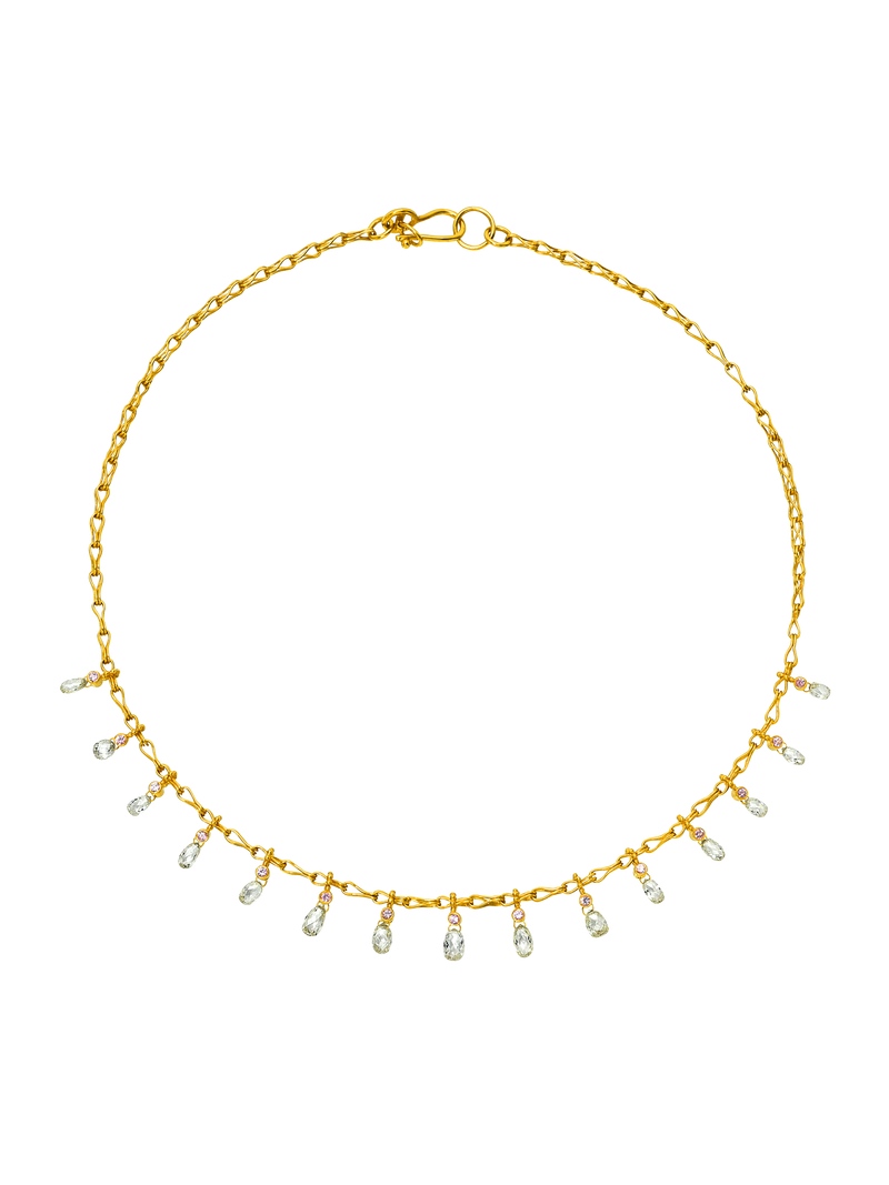 diamond briolette and spinel necklace