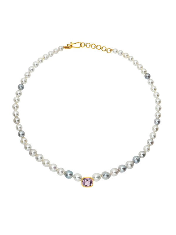 spinel and akoya pearl rosette collar