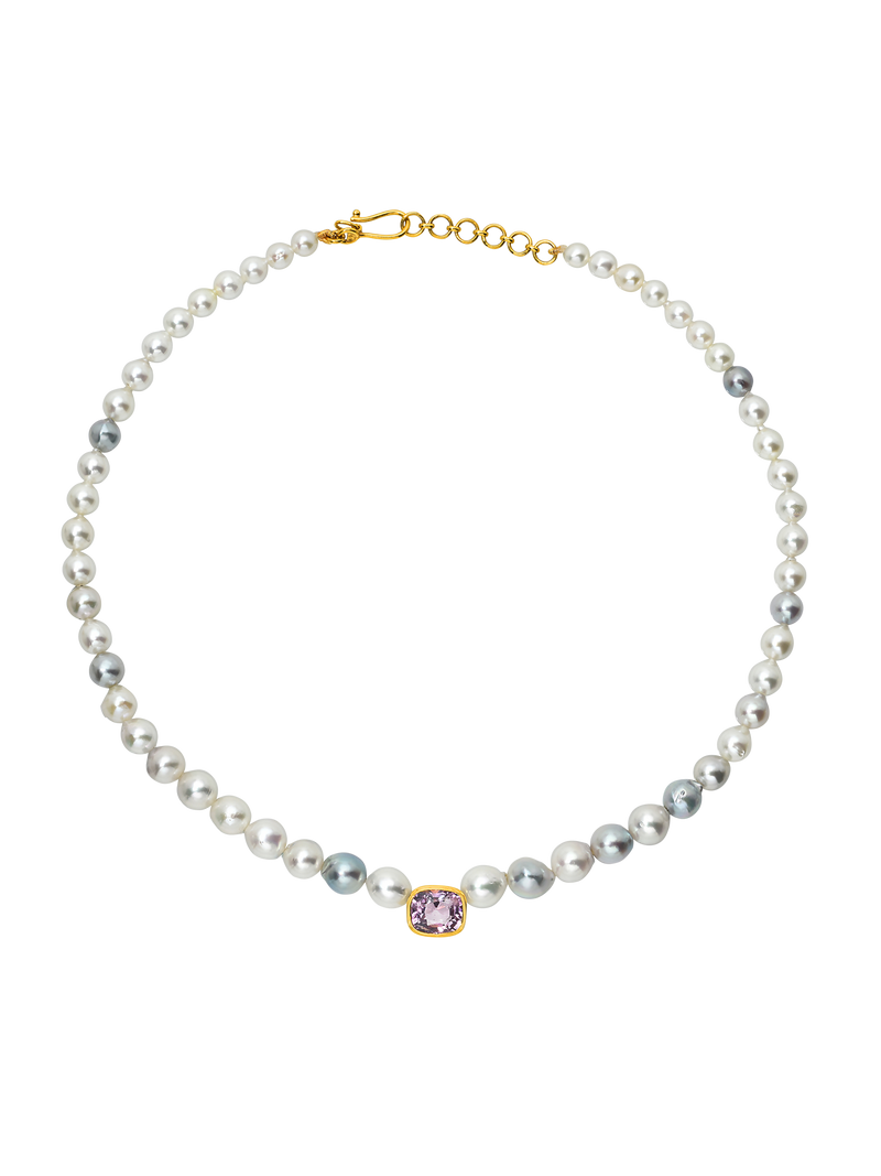 spinel and akoya pearl rosette collar