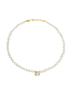 moonstone and akoya pearl rosette collar