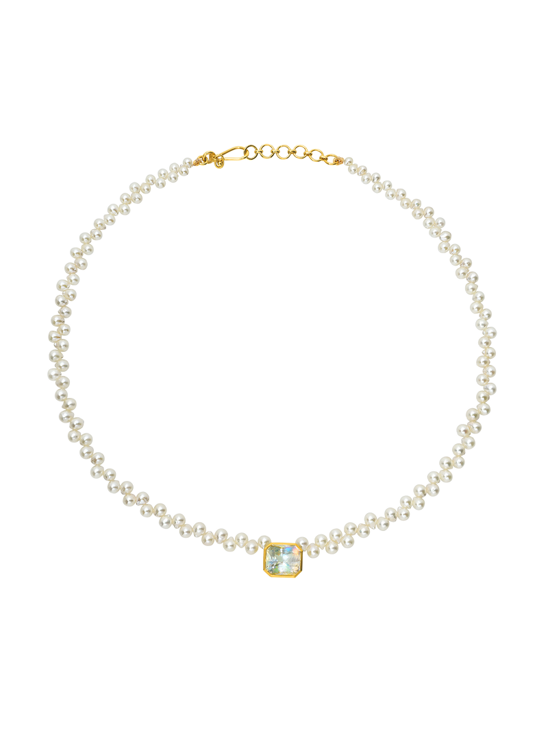 moonstone and akoya pearl rosette collar