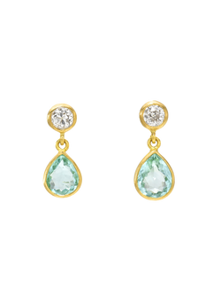 Paraiba and Diamond Gemini Earrings
