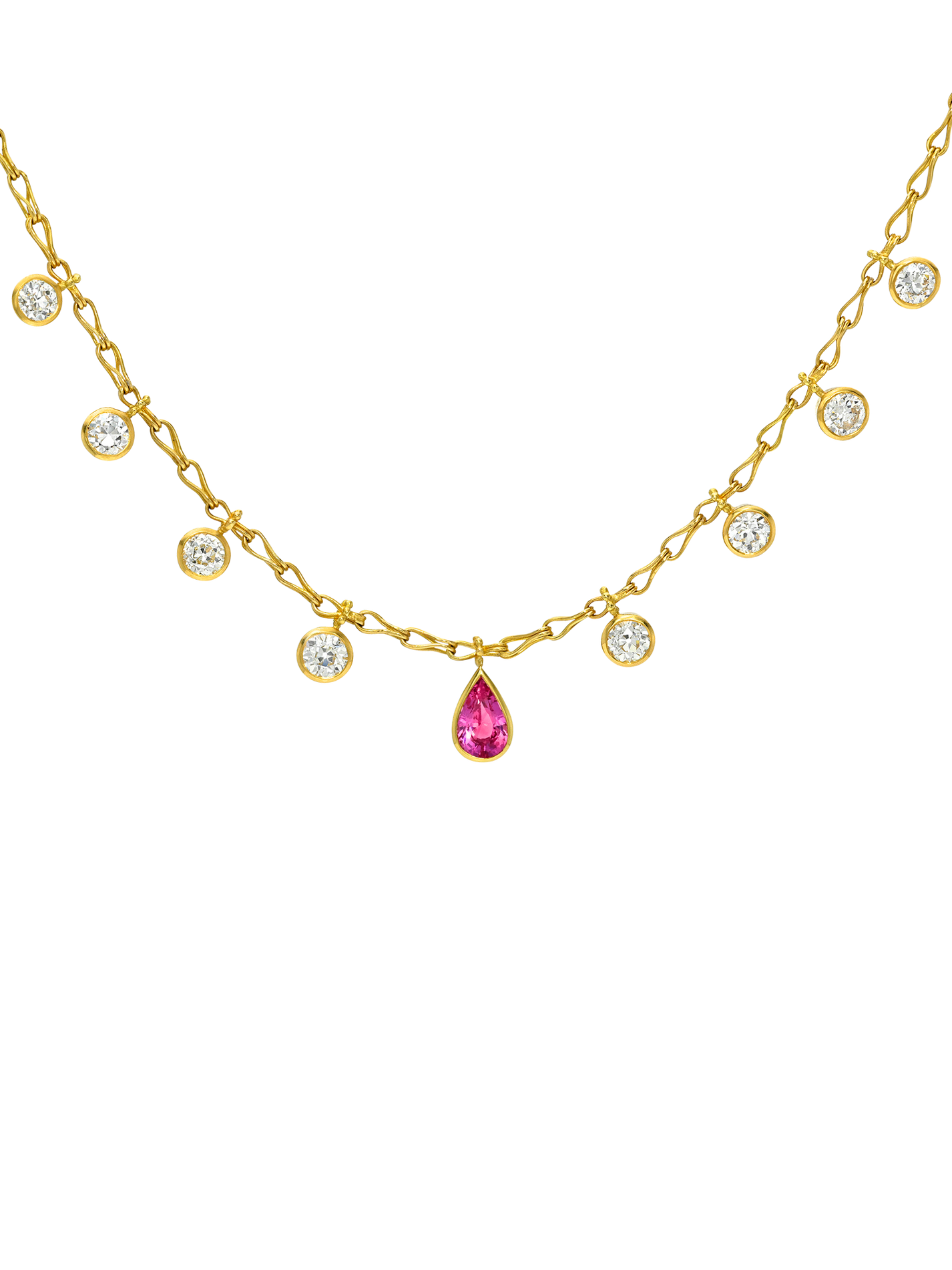 Antique Diamond and Pink Spinel Necklace