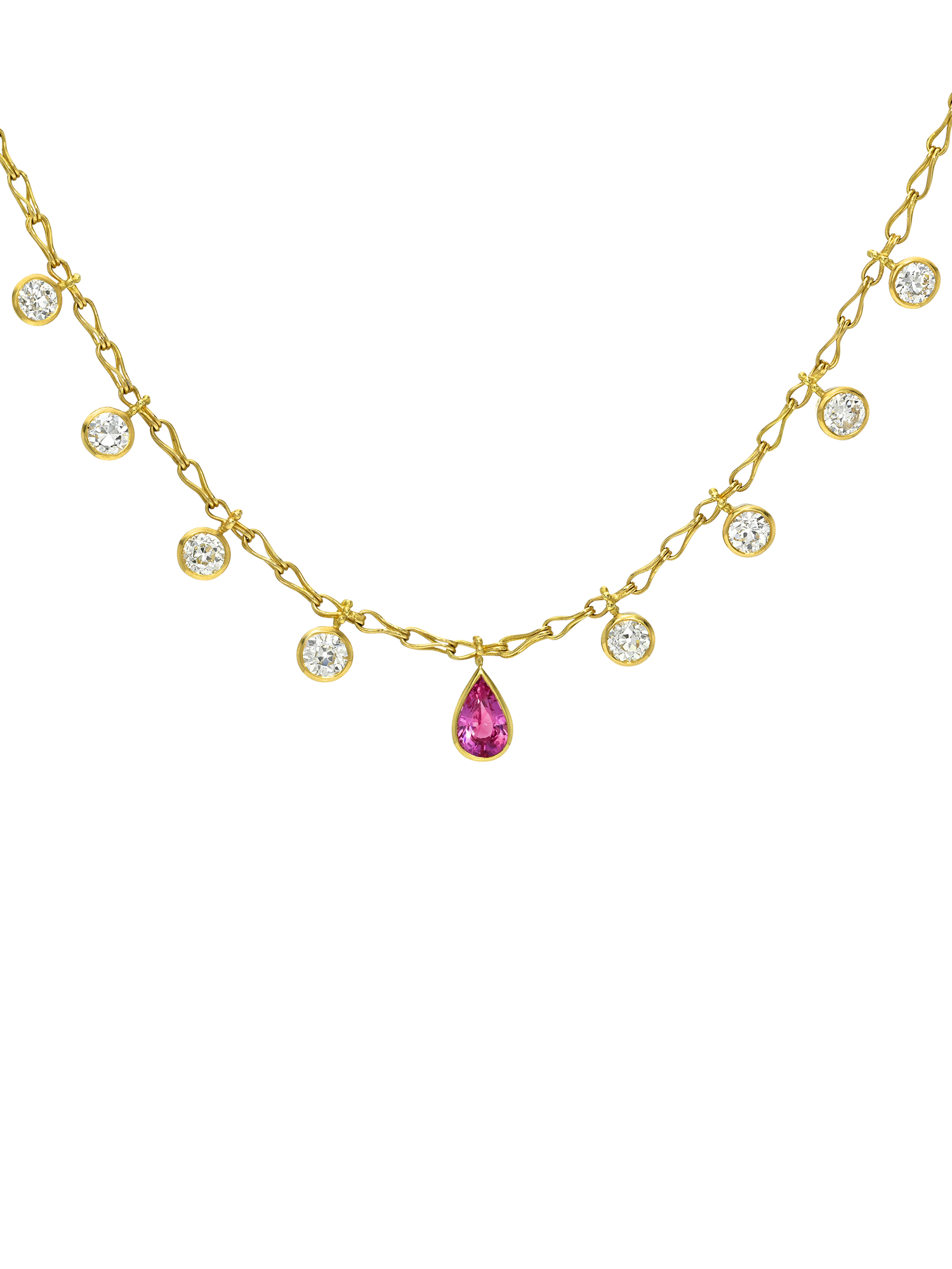 Antique Diamond and Pink Spinel Necklace