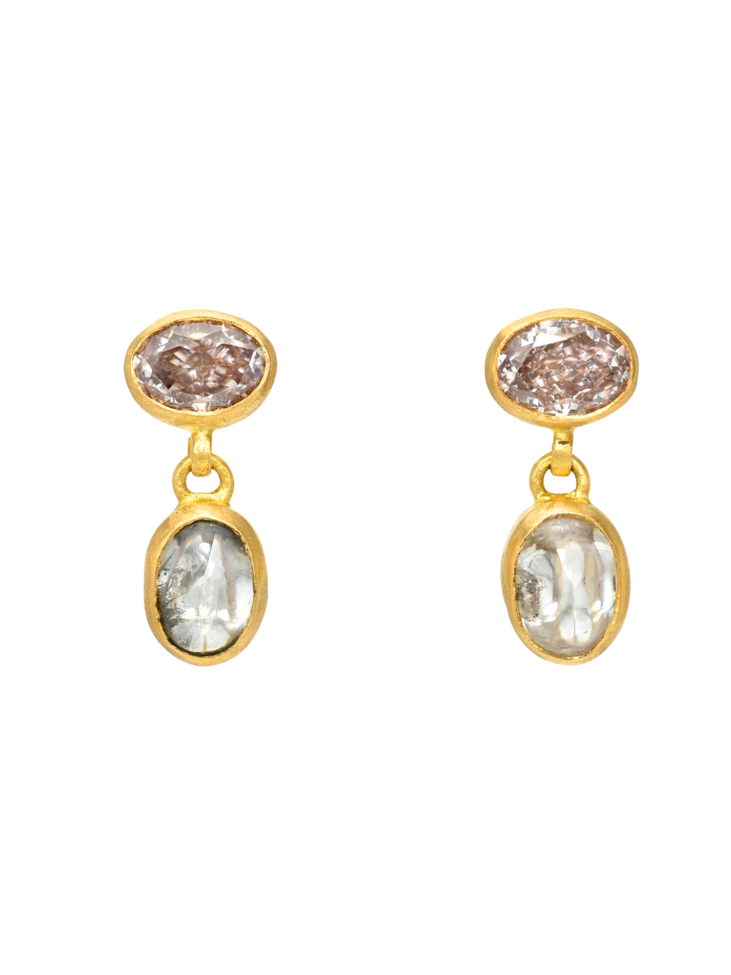 Fancy Diamond and Diamond Cabochon Gemini Earrings