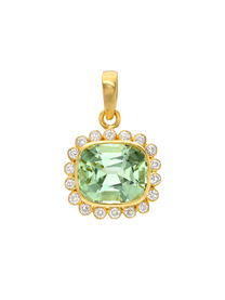 Mint Tourmaline and Antique Diamond Rani Pendant