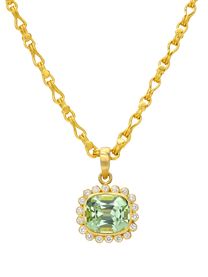 Mint Tourmaline and Antique Diamond Rani Pendant