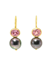 Malaia Garnet and Fancy Tahitian Pearl Cerise Earrings