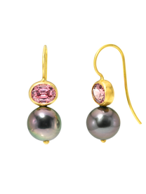 Malaia Garnet and Fancy Tahitian Pearl Cerise Earrings