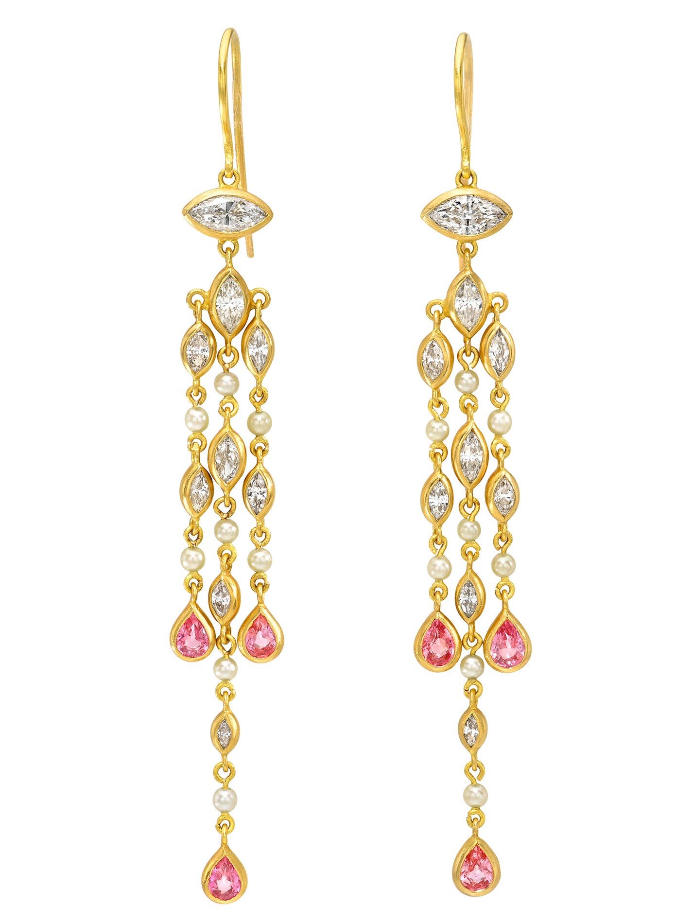 Padparadscha and Diamond Candela Earrings