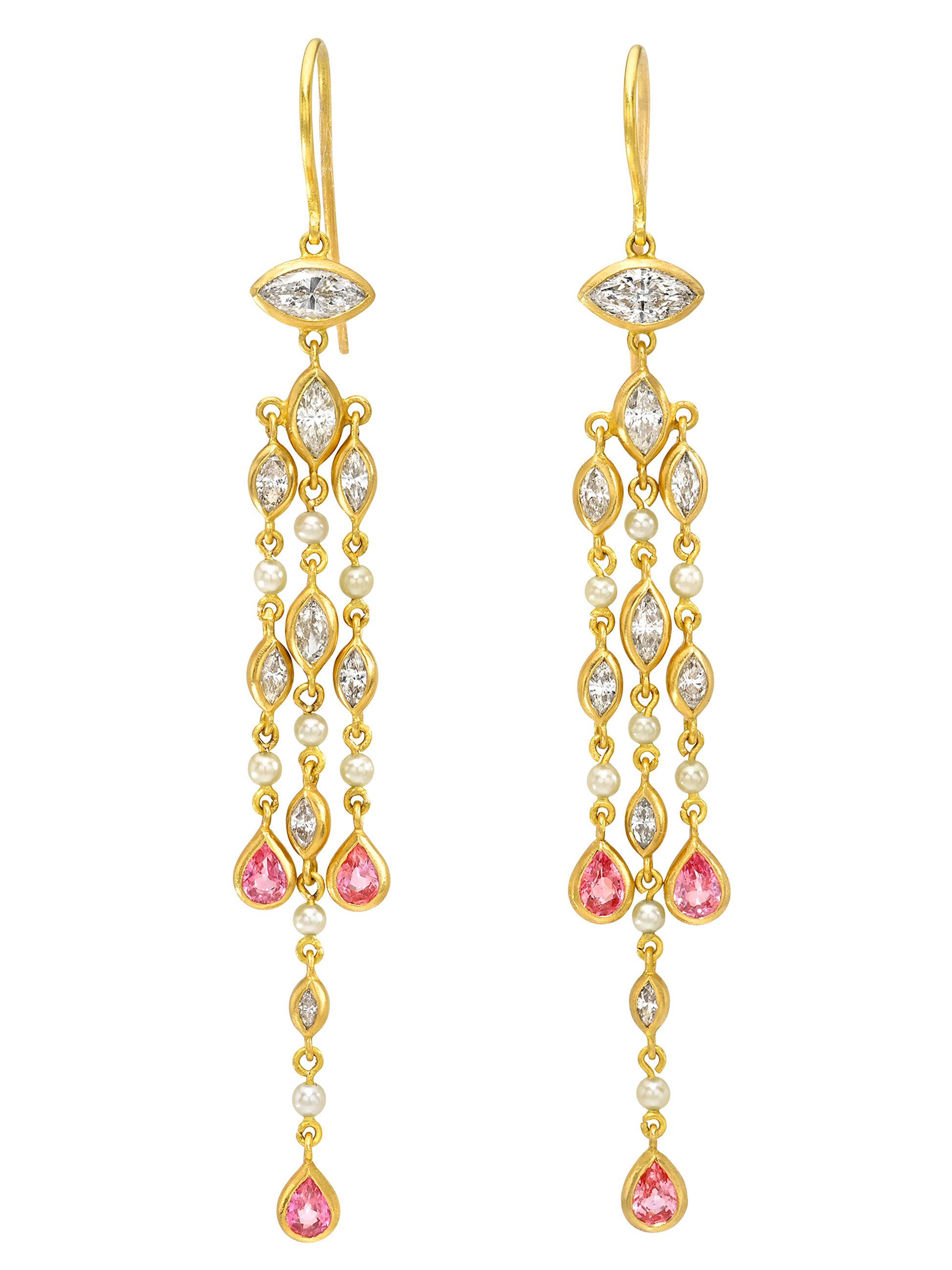 Padparadscha and Diamond Candela Earrings