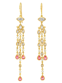 Padparadscha and Diamond Candela Earrings