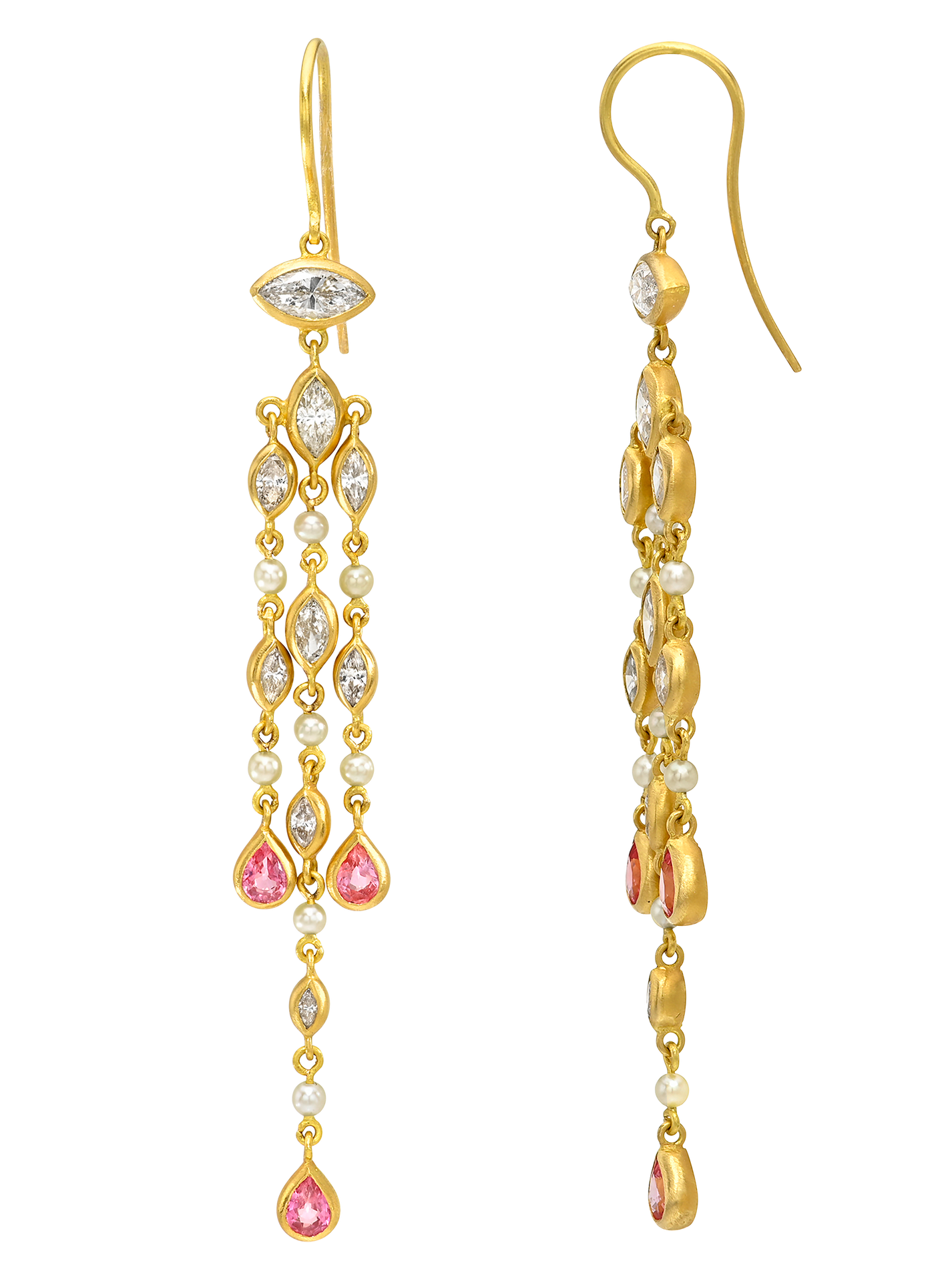 Padparadscha and Diamond Candela Earrings
