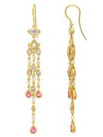 Padparadscha and Diamond Candela Earrings