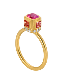 Sapphire and Diamond High Bezel Ring