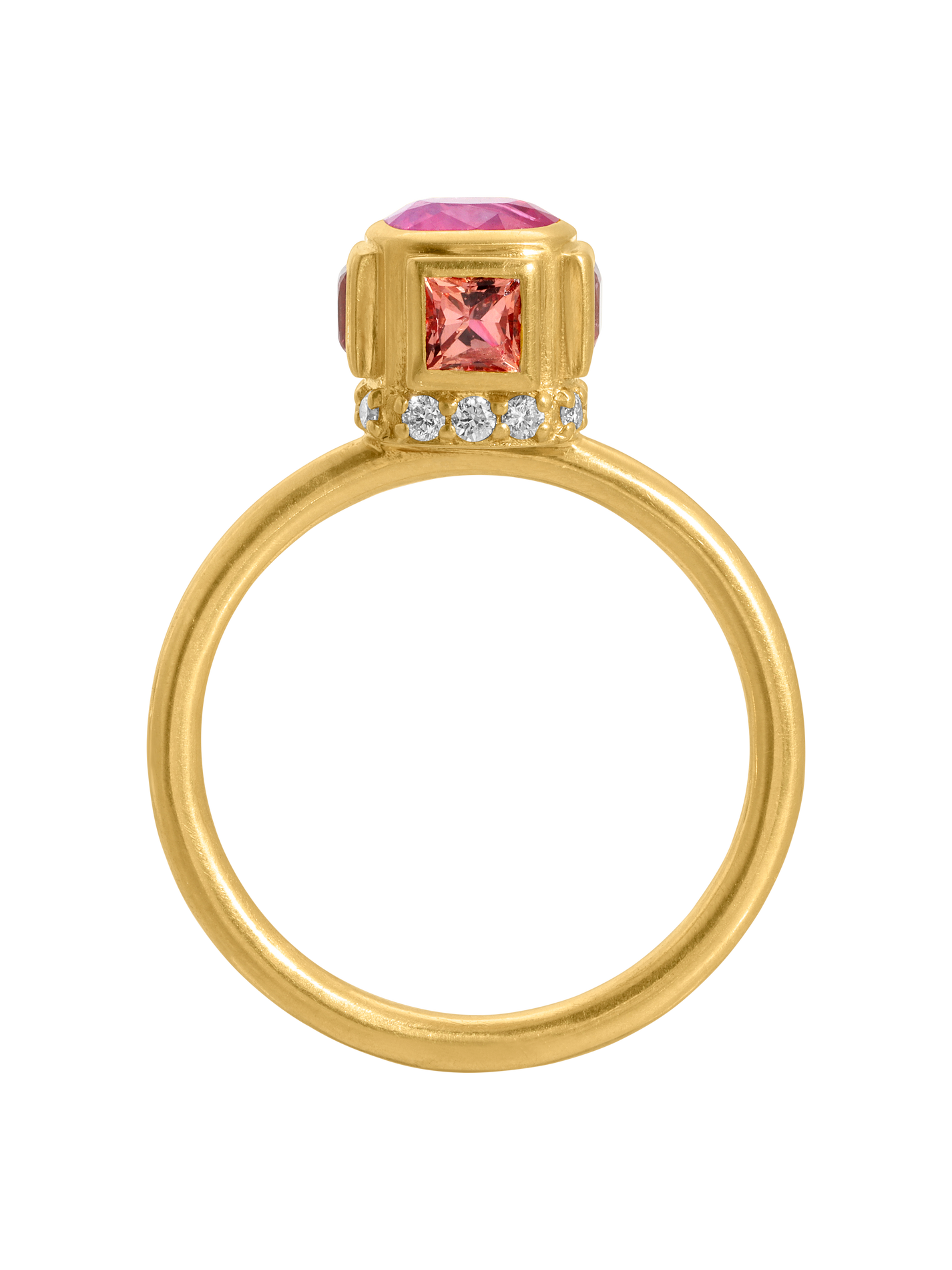 Sapphire and Diamond High Bezel Ring