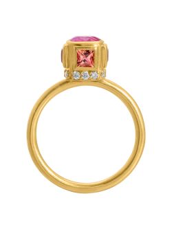 sapphire and diamond high bezel ring