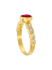 Ruby with Peruzzi Cut Diamond Ring