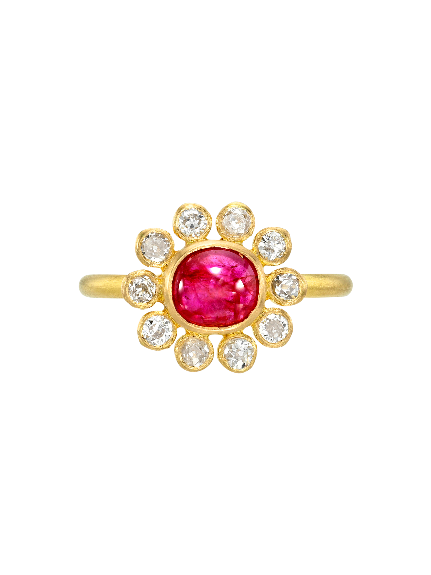 Ruby Cabochon and Antique Diamond Rani Ring