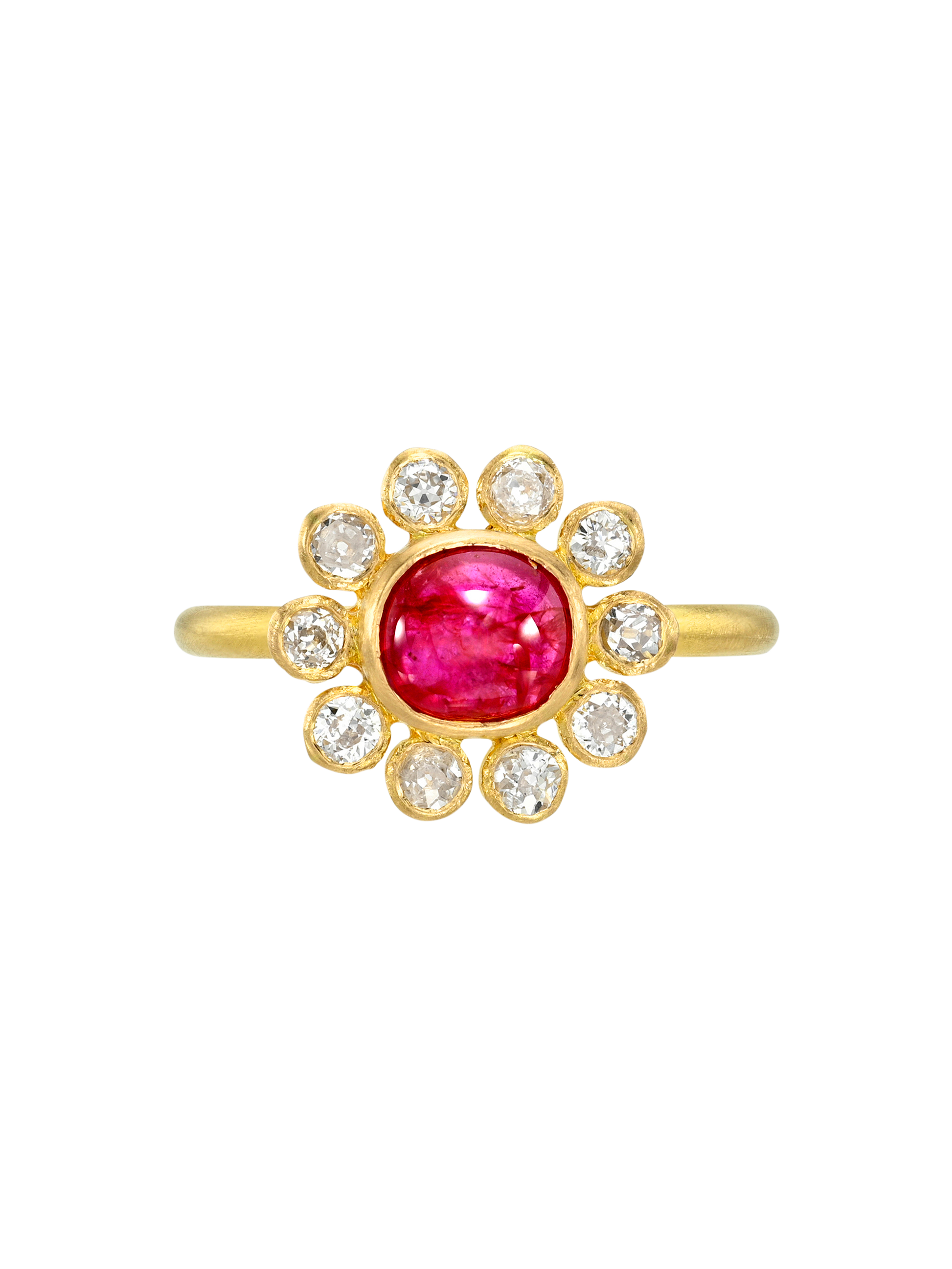 Ruby Cabochon and Antique Diamond Rani Ring