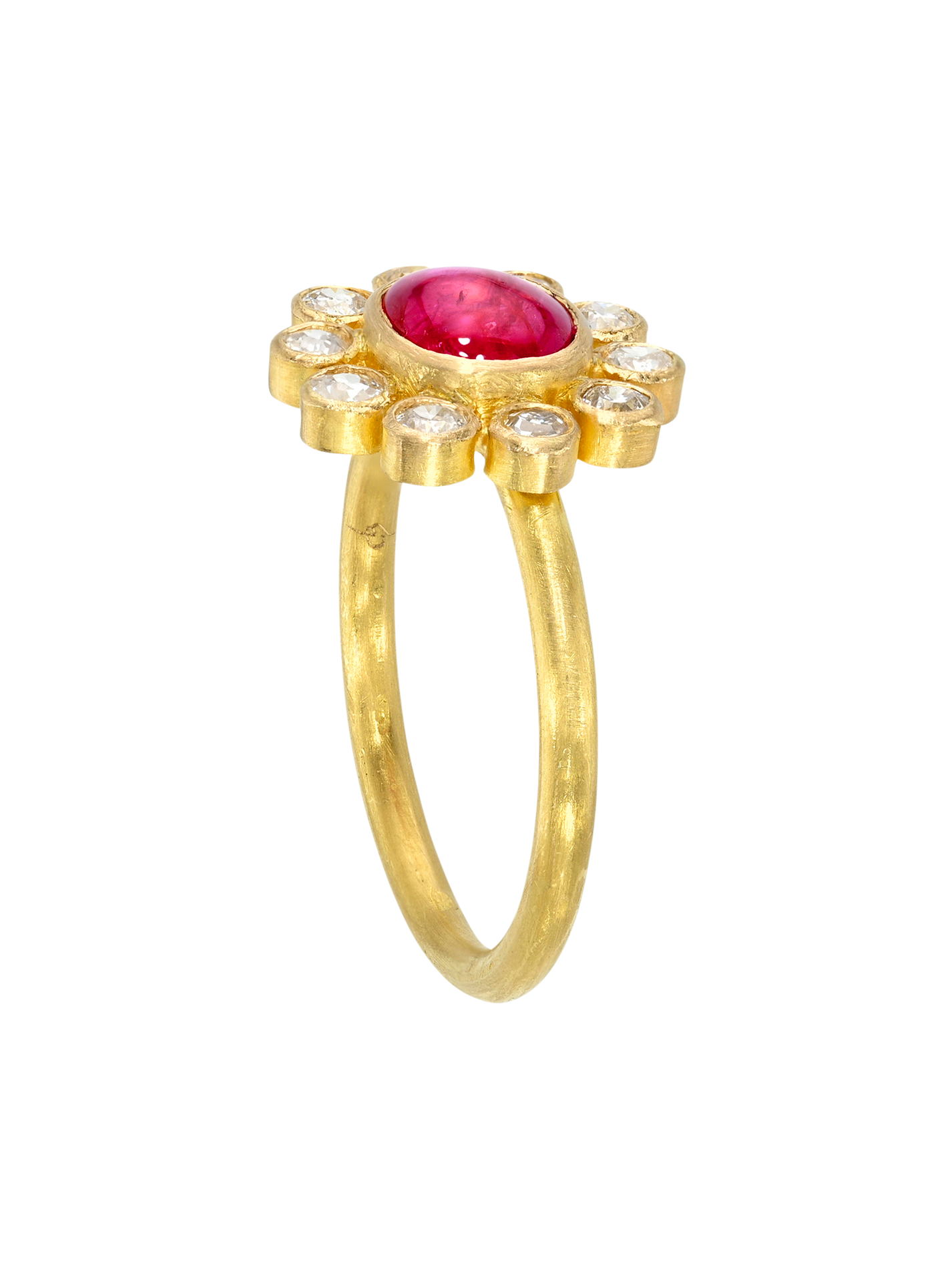 Ruby Cabochon and Antique Diamond Rani Ring