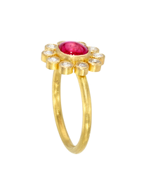 Ruby Cabochon and Antique Diamond Rani Ring