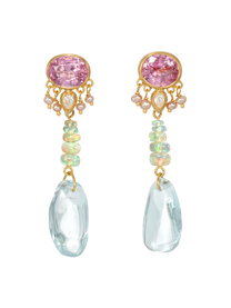 Spinel and Aquamarine Zahur Earrings