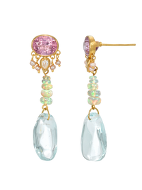 Spinel and Aquamarine Zahur Earrings