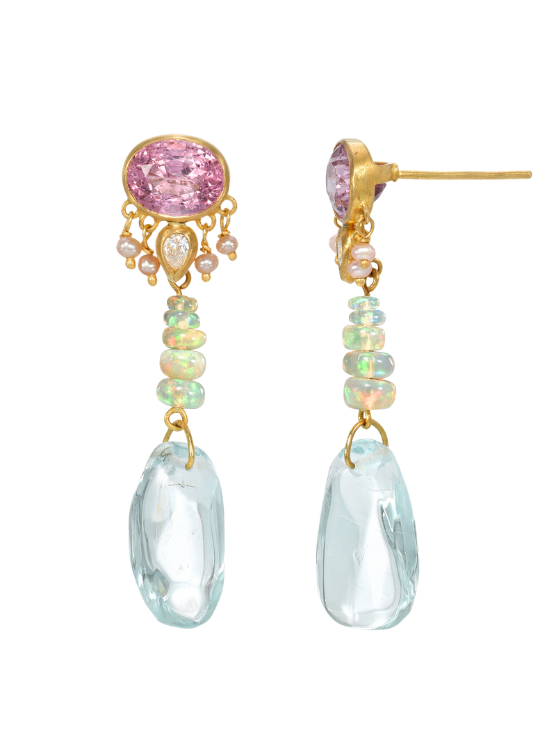 spinel and aquamarine zahur earrings