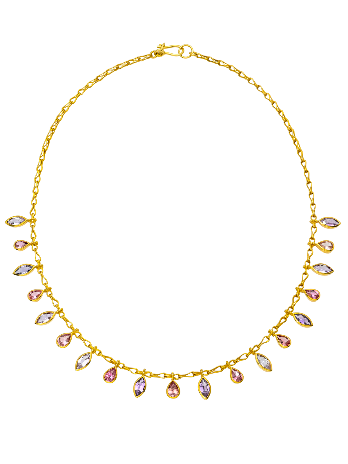 Spinel and Padparadscha Sapphire Fringe Necklace