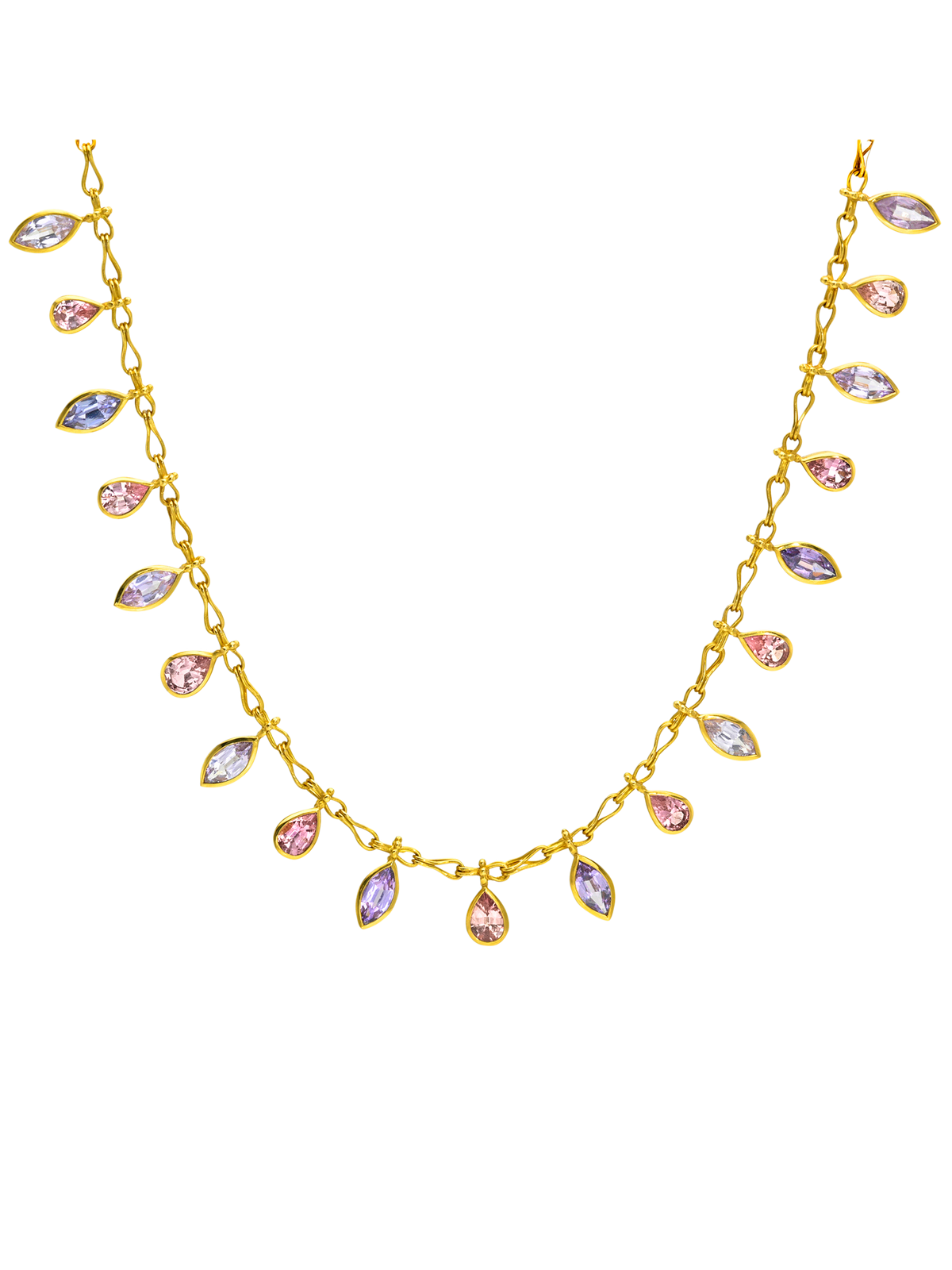Spinel and Padparadscha Sapphire Fringe Necklace