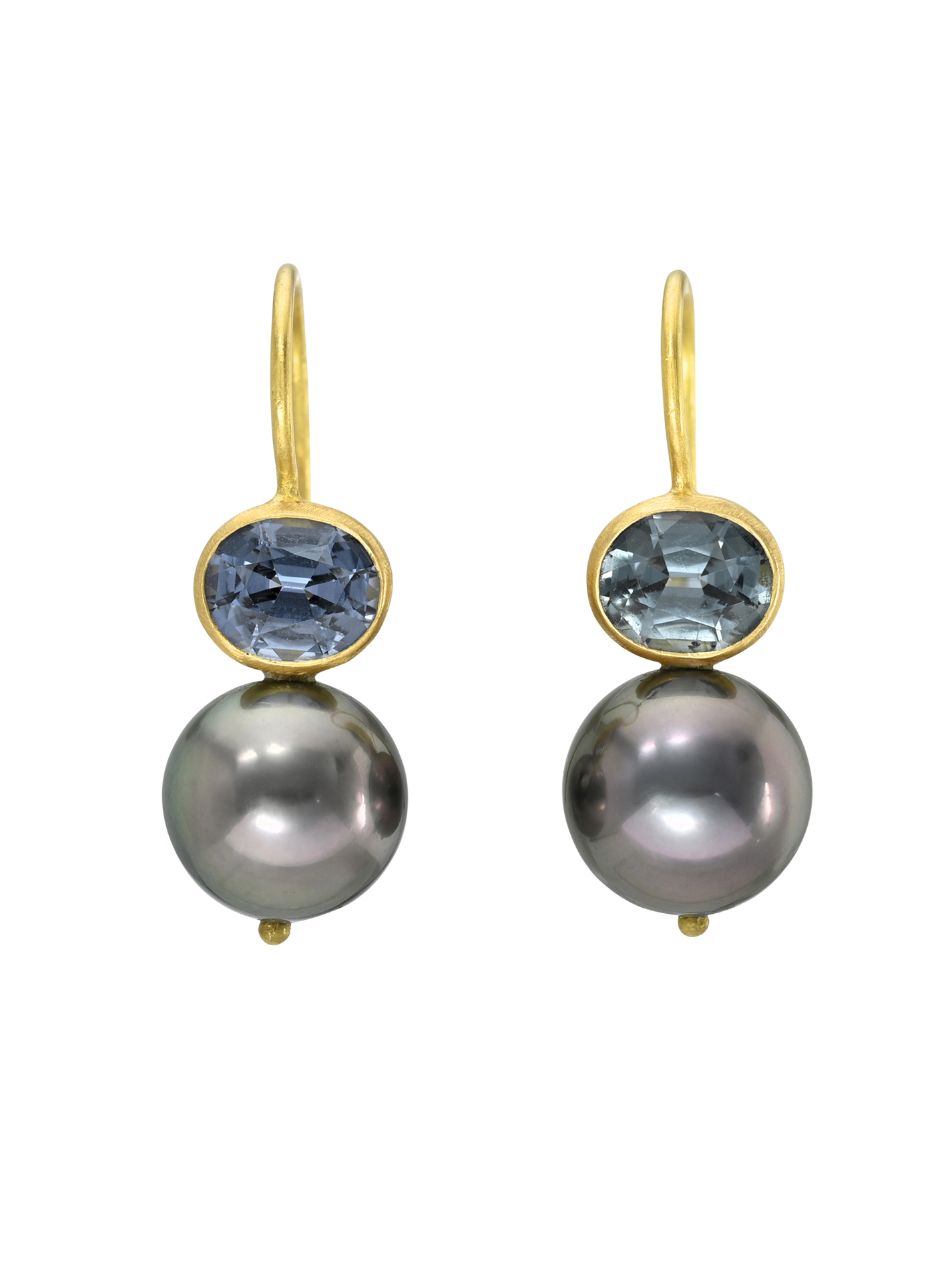 Grey Spinel and Fancy Tahitian Pearl Cerise Earrings