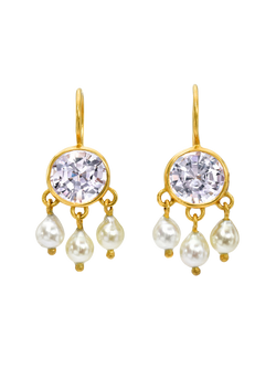 spinel and akoya pearl girandole earrings