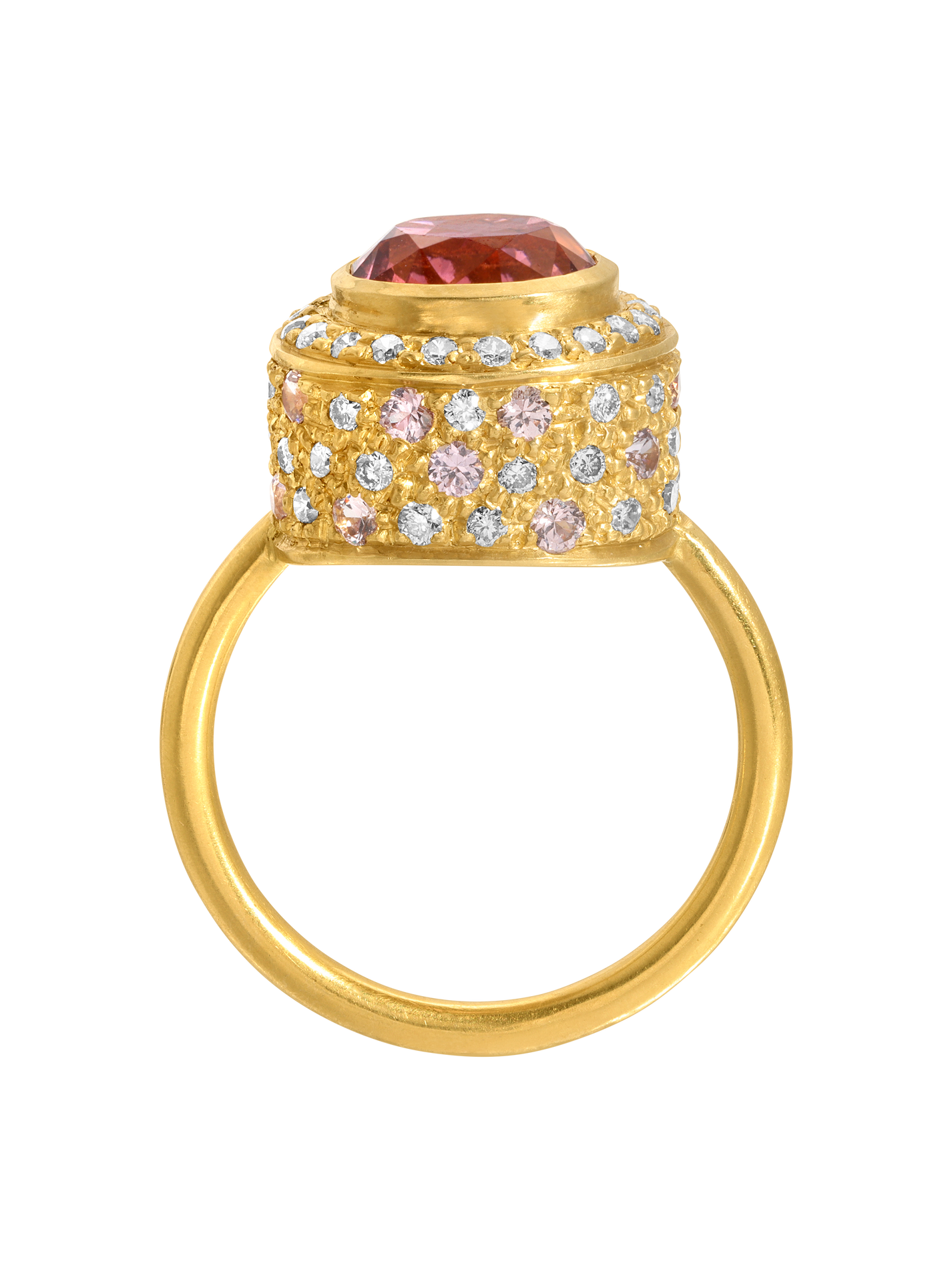 Tourmaline and Spinel High Bezel Ring