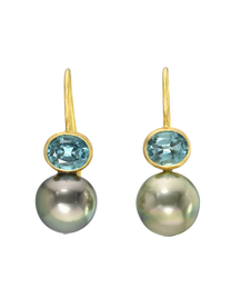 Tourmaline and Fancy Tahitian Cerise Earrings