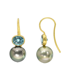 Tourmaline and Fancy Tahitian Cerise Earrings