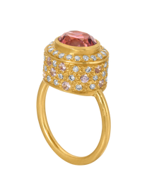 Tourmaline and Spinel High Bezel Ring