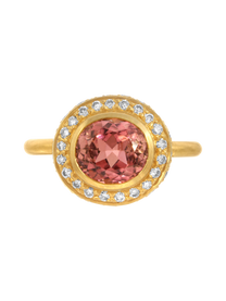 Tourmaline and Spinel High Bezel Ring