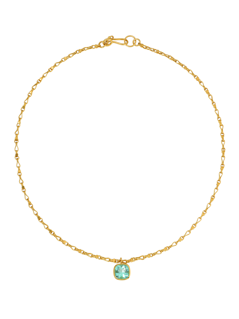signature chain with emerald pendant