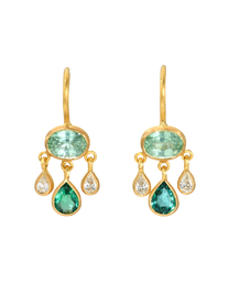 Kornerupine, Emerald and Diamond Girandole Earrings