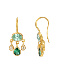 Kornerupine, Emerald and Diamond Girandole Earrings